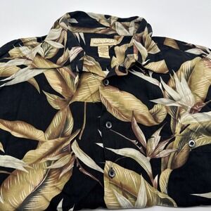 Kona‎ Kai Short Sleeve Button Up Shirt Mens Large Silk Blend Hawaii Floral Beach
